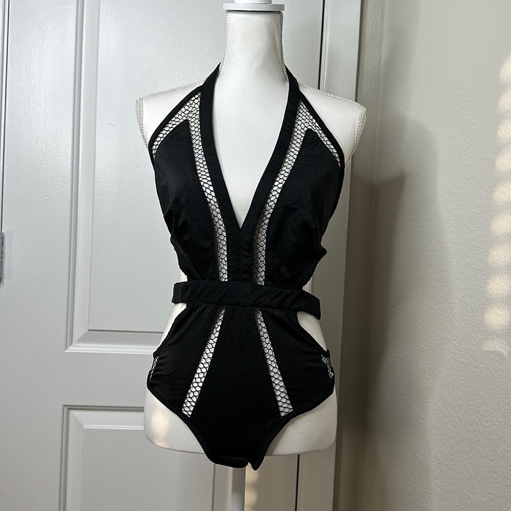 NWT Fashion Nova Poolside Dancing Monokini K530 Black Size Large Rave Outfit